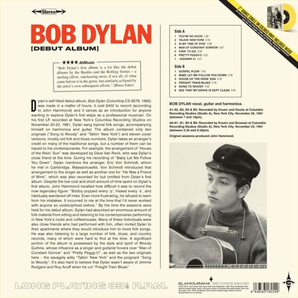 debut-album-7-inch-colored-single_B Bob Dylan - Debut Album + 7 Inch Colored Single
