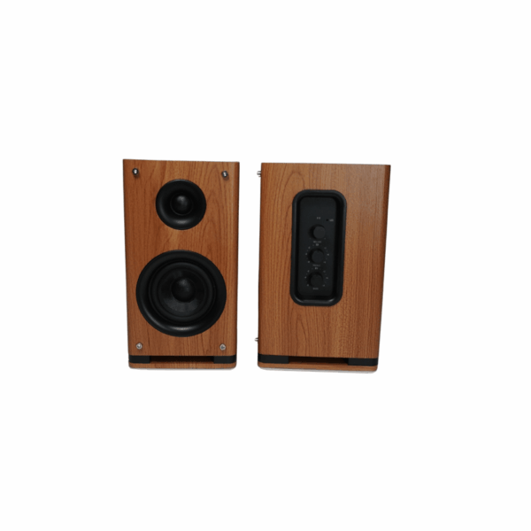 ხის უსადენო Hi-Fi Bluetooth სტერეო დინამიკი - ყავისფერი