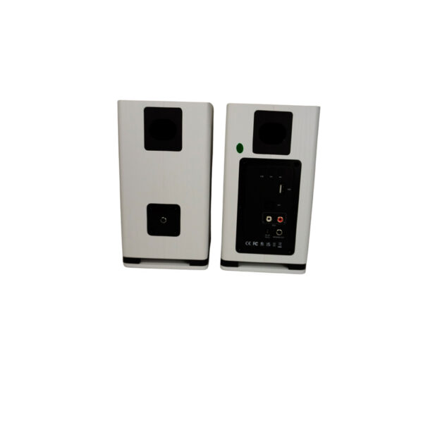 5 ხის უსადენო Hi-Fi Bluetooth სტერეო დინამიკი - თეთრი