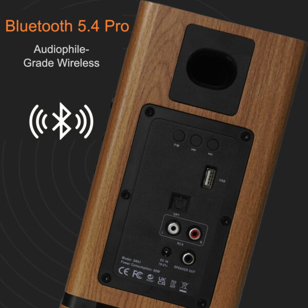 Wooden al1 ხის უსადენო Hi-Fi Bluetooth სტერეო დინამიკი - თეთრი