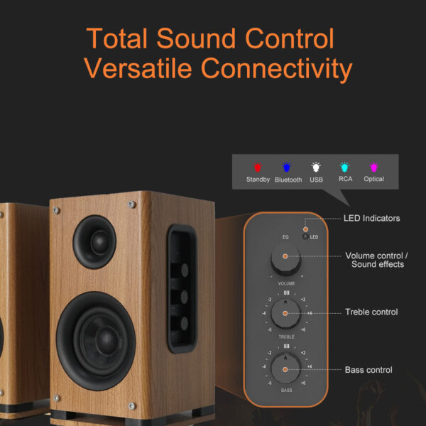 Wooden al2 ხის უსადენო Hi-Fi Bluetooth სტერეო დინამიკი - თეთრი