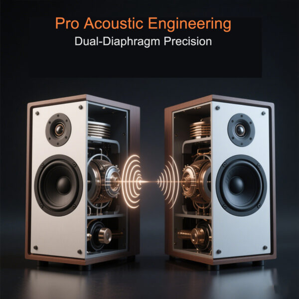 Wooden al3 (1) ხის უსადენო Hi-Fi Bluetooth სტერეო დინამიკი - თეთრი