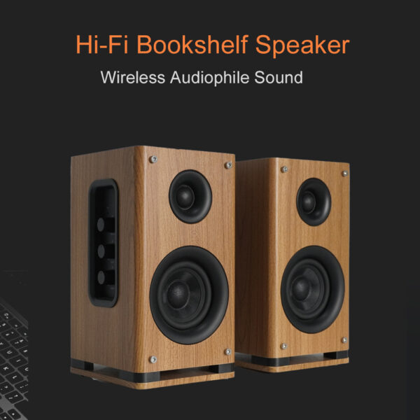 ხის უსადენო Hi-Fi Bluetooth სტერეო დინამიკი - ყავისფერი