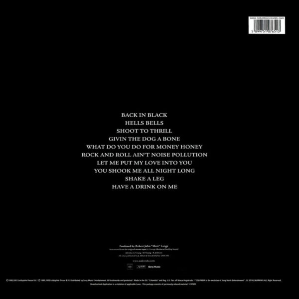 AC/DC – Back in Black (180g Vinyl LP)