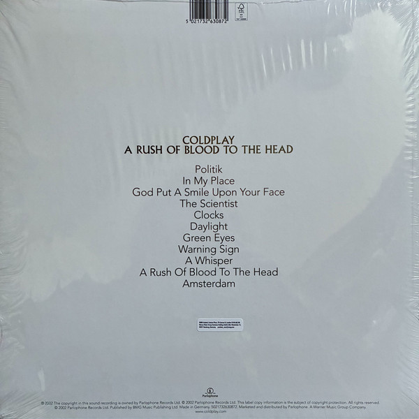 coldplay-a-rush-of-blood-to-the-head-clear-back Coldplay – A Rush of Blood to the Head (Clear EcoRecord Vinyl LP)