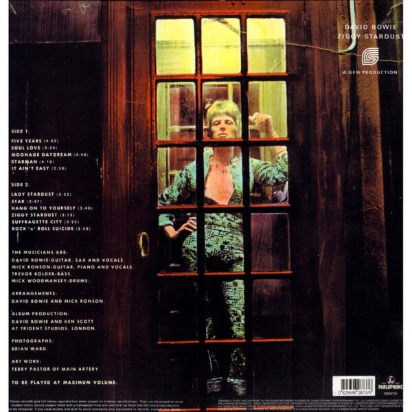 david-bowie-ziggy-stardust-back David Bowie – The Rise and Fall of Ziggy Stardust and the Spiders from Mars (180g Vinyl LP)